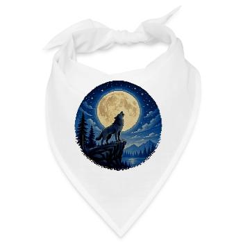 Mondbeschienener Wolf auf der Klippe - Bandana - Weiß - Vorne