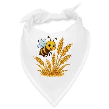 Goldene Ähren Bienen-Motiv - Bandana - Weiß - Vorne