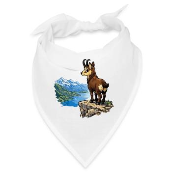 Alpengemsen auf Felsen - Bandana - Weiß - Vorne