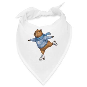 Capybara beim Eislaufen - Bandana - Weiß - Vorne