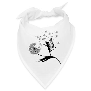 Schmetterlingdesign Pusteblumen Wiese Herzen Feen - Bandana - Weiß - Vorne