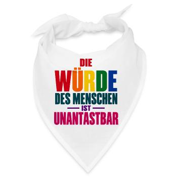 Die Würde des Menschen – Buntes Grundrechte-Motiv - Bandana - Weiß - Vorne