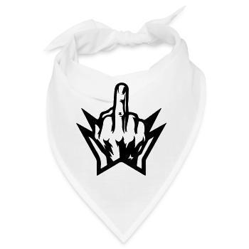 Mittelfinger Hand Zacken Schwarz - Bandana - Weiß - Vorne