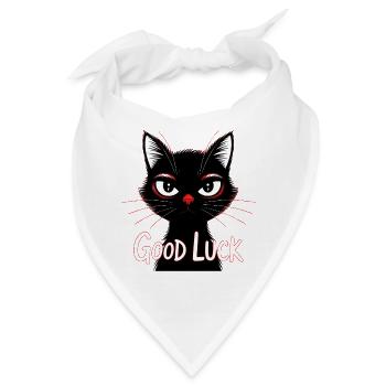 Schwarze Katze Glücksprint - Bandana - Weiß - Vorne