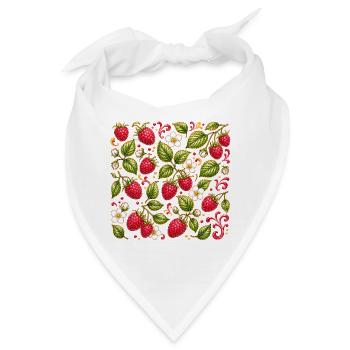 Himbeeren Muster Beeren Garten Früchte Sommer - Bandana - Weiß - Vorne