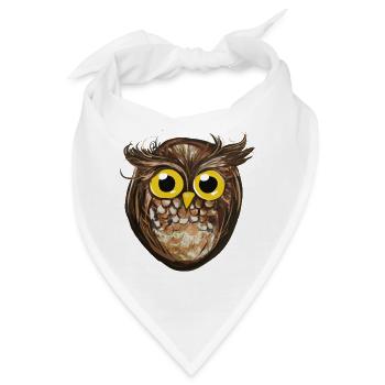 Verspielte Eule mit großen gelben Augen - Bandana - Weiß - Vorne