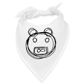 Nilpferd handgezeichnet - Bandana - Weiß - Vorne