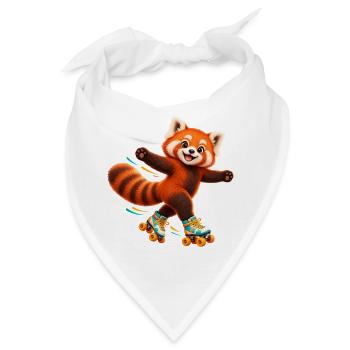 Rollschuhlaufender Red Panda - Bandana - Weiß - Vorne