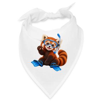 Tauchender Red Panda - Bandana - Weiß - Vorne