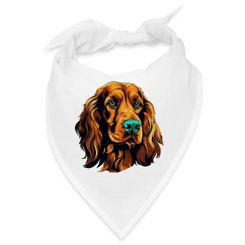 Farbiges Hundeporträt Spaniel - Bandana - Weiß - Vorne