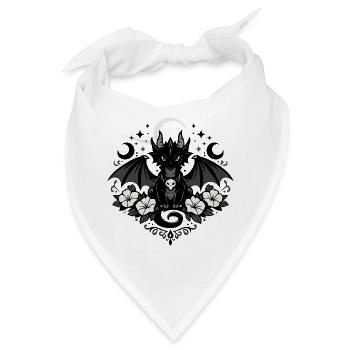 Nachtdrache Mondskull Blüten - Bandana - Weiß - Vorne