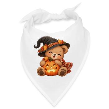 Halloween-Teddy mit Kürbis - Bandana - Weiß - Vorne