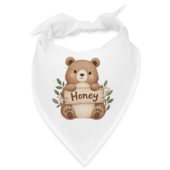 Niedlicher Bär mit Honey-Schild - Bandana - Weiß - Vorne