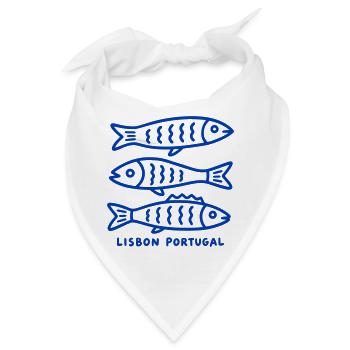 Lissabon, Portugal Blaue Sardinen – Minimalistische Kunst - Bandana - Weiß - Vorne