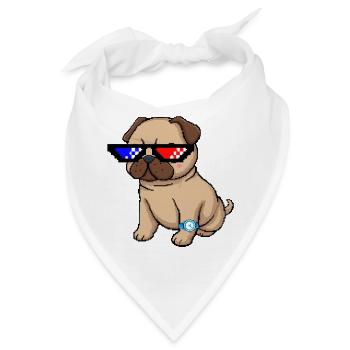 Pixel Shades Pug - Bandana - Weiß - Vorne