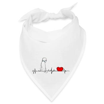 Doodle Herzlinie - heartbeat Doodle - Bandana - Weiß - Vorne
