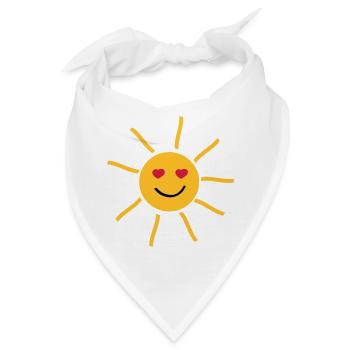lachende Sonne mit Augen in Herzform - Bandana - Weiß - Vorne