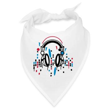 Kopfhörer Equalizer Zeichnung - Bandana - Weiß - Vorne