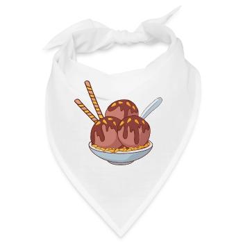 Eis Speiseeis Eiskrem Eiscreme Kugeleis Eisbecher - Bandana - Weiß - Vorne