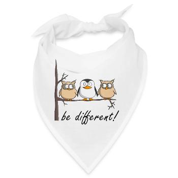 Eule und Pinguin - Bandana - Weiß - Vorne