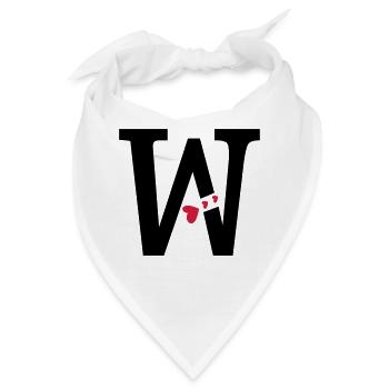 Großbuchstabe W mit Herzen - Bandana - Weiß - Vorne