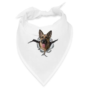 Schäferhund im Metall Loch - Bandana - Weiß - Vorne