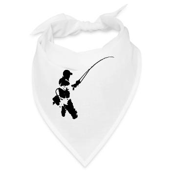 Fliegenfischer - schwarzer Aufdruck - Bandana - Weiß - Vorne