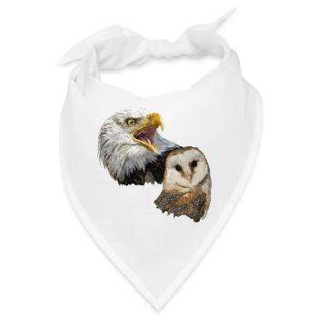 Schleiereule und amerikanischer Pigago - Bandana - Weiß - Vorne
