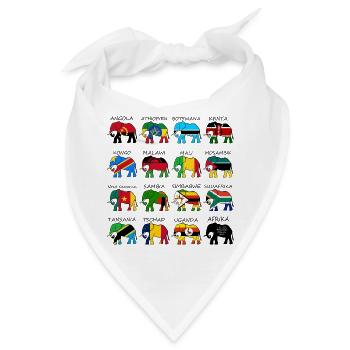 ELEFANTEN AFRIKAS mit Flaggen - Bandana - Weiß - Vorne