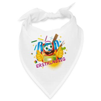 erstklassiger kunterbunter lustiger Schulranzen - Bandana - Weiß - Vorne