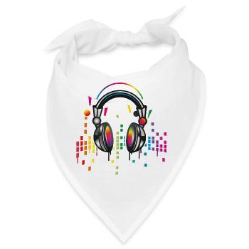 Kopfhörer mit bunter Equalizer Zeichnung - Bandana - Weiß - Vorne