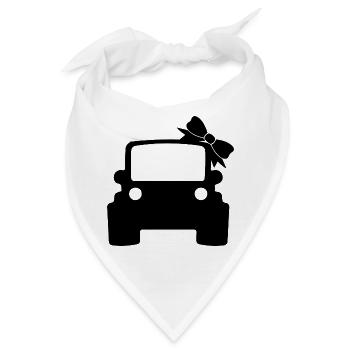 Frau mit Geländewagen - Bandana - Weiß - Vorne
