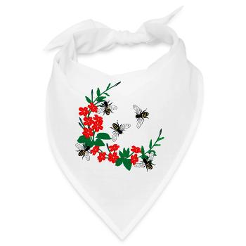 Blumenkranz mit Honigbienen - Bandana - Weiß - Vorne