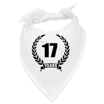 Lauwerkrans 17 Jahre mit Nummer und Bannerjahr - Bandana - Weiß - Vorne
