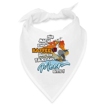 Möwe mit Kaffee und Taxi zum Meer, Moewe - Bandana - Weiß - Vorne