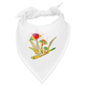 bunte Komposition Waldpilze,Gräser und Ast - Bandana - Weiß - Vorne