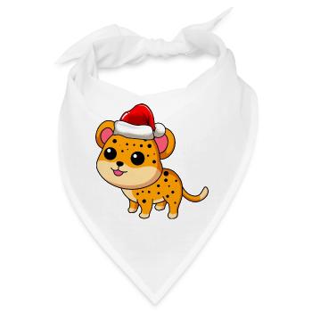 Leopard Comic Weihnachten - Bandana - Weiß - Vorne