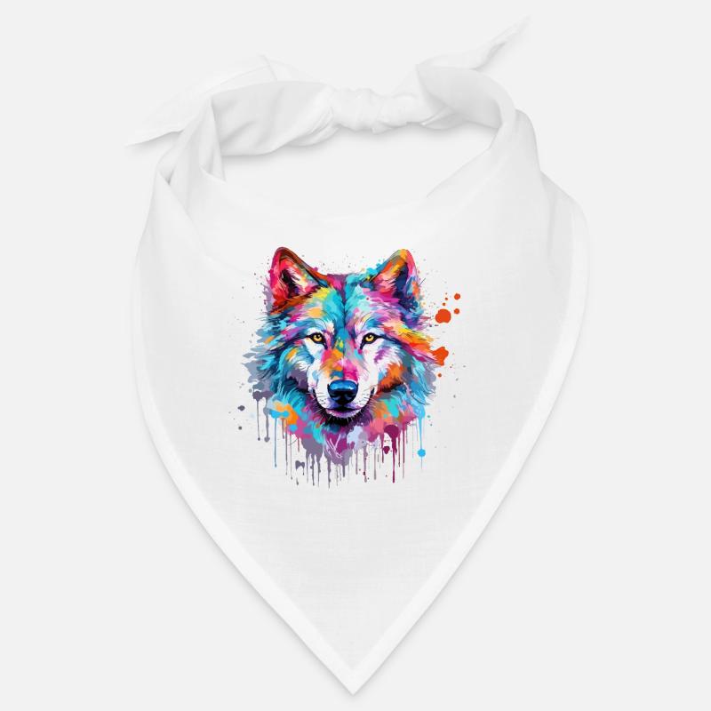 Wolf Wolf’s Head Nature Wilderness Aquarelle Art coloré Bandana