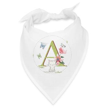 Anfangsbuchstabe A mit Katze - Bandana - Weiß - Vorne