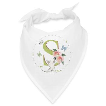 Anfangsbuchstabe S mit Katze - Bandana - Weiß - Vorne
