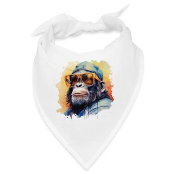 Affe Sonnenbrille Cap Cool Schimpanse Gorilla - Bandana - Weiß - Vorne