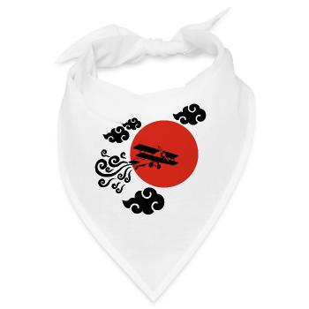 Schwarzes Flugzeug und Rote Sonne - Bandana - Weiß - Vorne