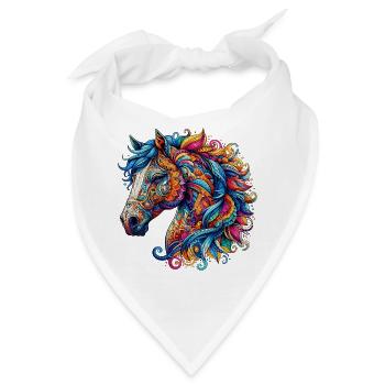 Pferd mit Mandalas verziert - Bandana - Weiß - Vorne