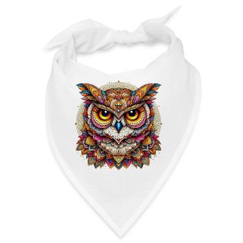 Eule mit Mandalas verziert - Bandana - Weiß - Vorne