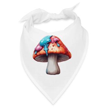 Pilz / Mushroom / Wiese / Wald / Goa / Psy - Bandana - Weiß - Vorne