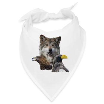 Wolf und Adler - Bandana - Weiß - Vorne