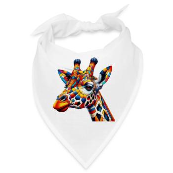 Giraffe farbig und bemalt wie Harlekin - Bandana - Weiß - Vorne