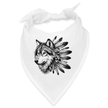 Amerikanischer Indianer Wolf Amerikanische Rothaut - Bandana - Weiß - Vorne
