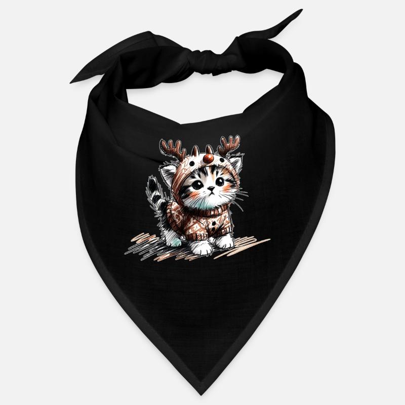 Katze mit Rentiergeweih und Pullover Bandana