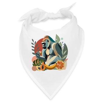 Stolzer Gorilla mit Banane in tropischer Umgebung - Bandana - Weiß - Vorne